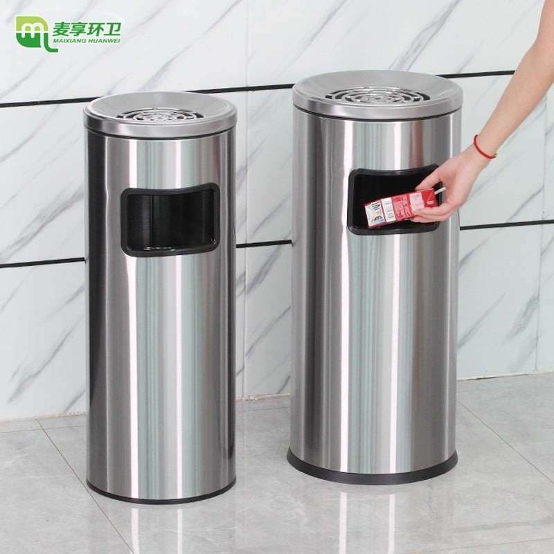 El Trash Can Lobby Vertical Stainless Steel Ashtray Corridor Elevator Entrance Outdoor Commercial El Lobby Dedicated - Image 3